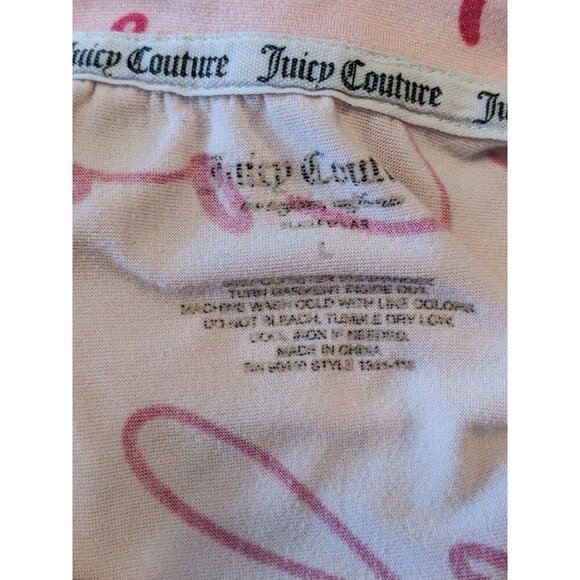Juicy Couture Logo Top Womens L Long Sleeved Sleepwear Shirt Cursive Pink Y2K - Picture 5 of 6
